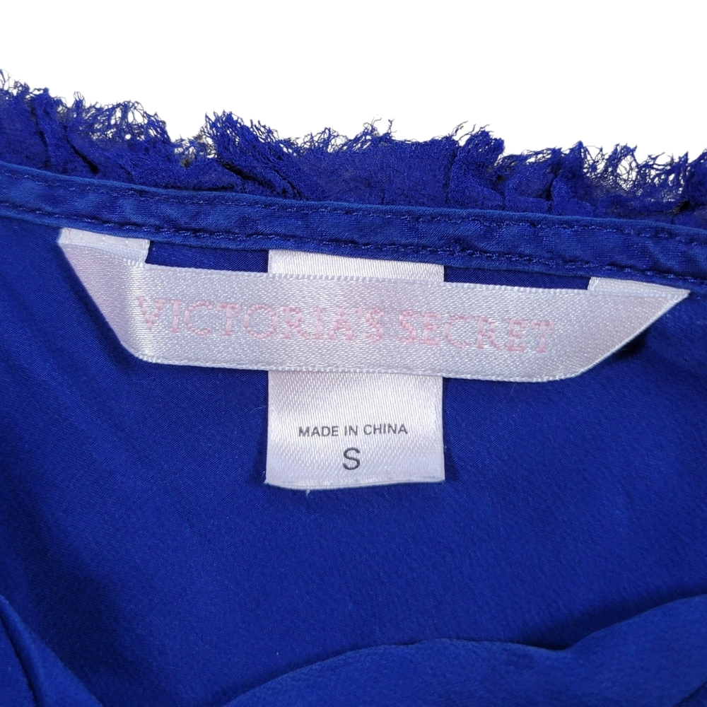 VTG Victoria's Secret Womens Dress S Royal Blue Y2K Silk Babydoll Slip Raw‎ Edge - Picture 3 of 15